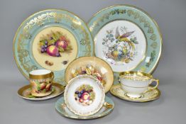 A GROUP OF AYNSLEY TEA WARES, ETC, comprising an Orchard Gold 1303 pattern footed bowl diameter 14.