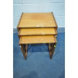 A G PLAN QUADRILLE NEST OF THREE TABLES, largest width 54cm x depth 44cm x height 50cm (