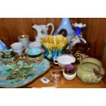A GROUP OF NINETEENTH CENTURY CERAMICS AND SUNDRY ITEMS, to include a George Jones Majolica