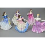 FIVE ROYAL DOULTON LADIES, comprising 'Angela' HN3419, a 1992 Michael Doulton exclusive, bearing