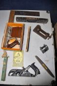 A COLLECTION OF VINTAGE TOOLS to include a Stanley No 50 combination plane in original box with