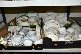 FOUR BOXES OF ASSORTED TEAWARES, to include a small Mason's 'Strathmore' pattern teapot (crazed),