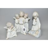 THREE LLADRO FIGURES AND FIGURE GROUPS OF ANGELS, comprising Angel's Group 4542, introduced in 1969,