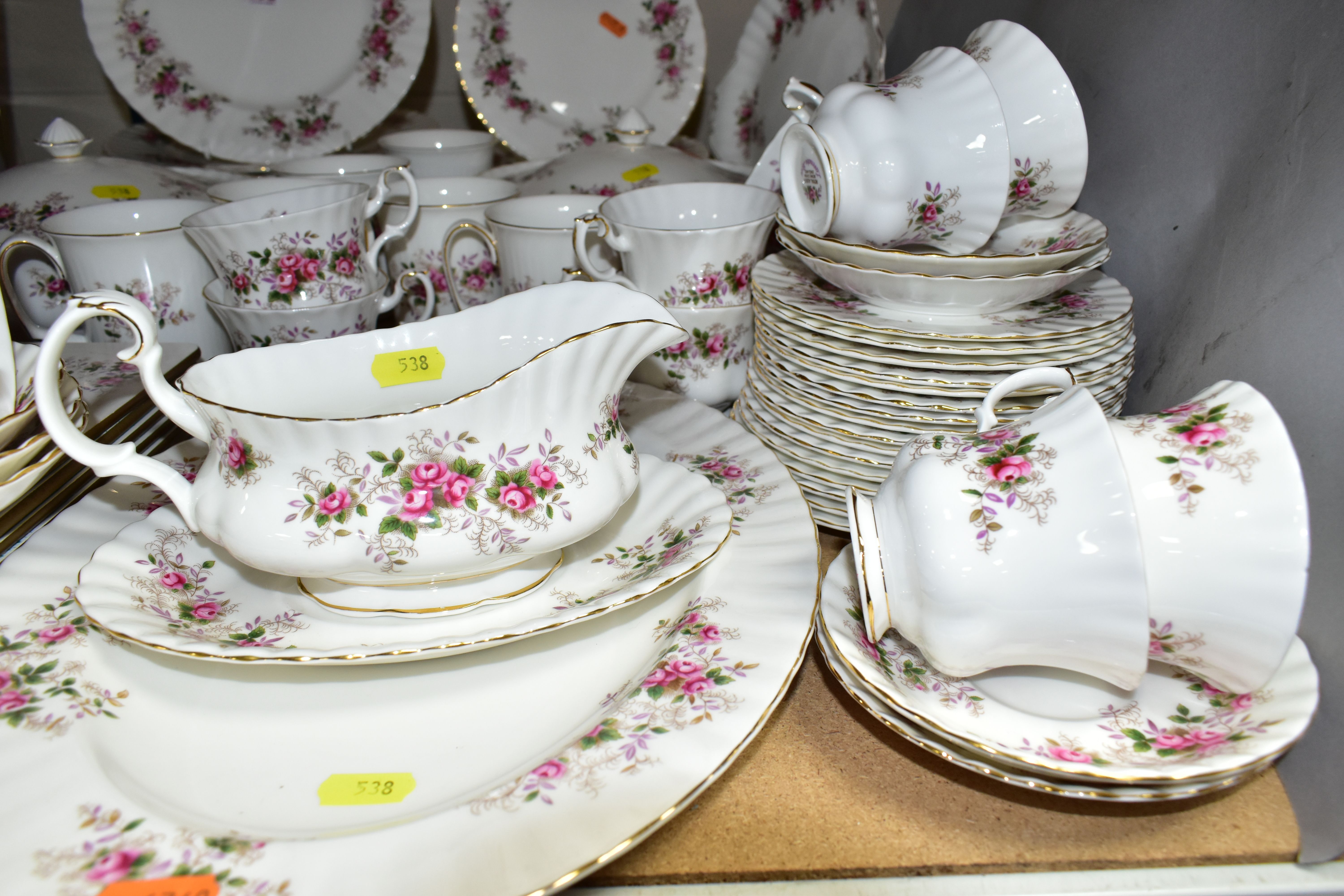 A ROYAL ALBERT 'LAVENDER ROSE' PATTERN DINNER SET, comprising ten dinner plates, ten side plates, - Image 5 of 7