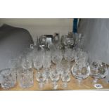 A QUANTITY OF CUT CRYSTAL GLASSWARES, approximately fifty pieces to include a boxed Dartington