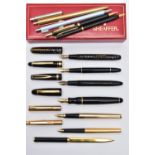 A SELECTION OF PENS, to include a 'Sheaffer' gold plated fountain pen, a gold tone 'Papermate'