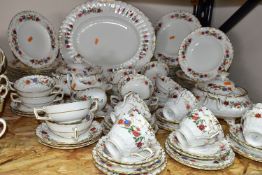 A ROYAL CROWN DERBY 'CHATSWORTH' PATTERN DINNER SET, comprising twelve soup dishes, twelve