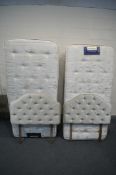 A PAIR OF SLUMBERLAND SINGLE DIVAN BED AND MATTRESS, both with headboards