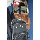 A BOX AND LOOSE CAMERAS, PHOTOGRAPHIC EQUIPMENT AND SUNDRY ITEMS, to include a Panasonic DMC-FZ20