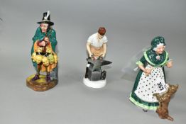 THREE ROYAL DOULTON FIGURES, comprising 'Old Mother Hubbard' HN2314, (broken section from dog's foot
