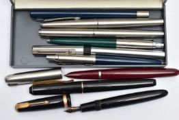 A SELECTION OF MAINLY PARKER PENS, to include five 'Parker' pens, three of which are fountain pens