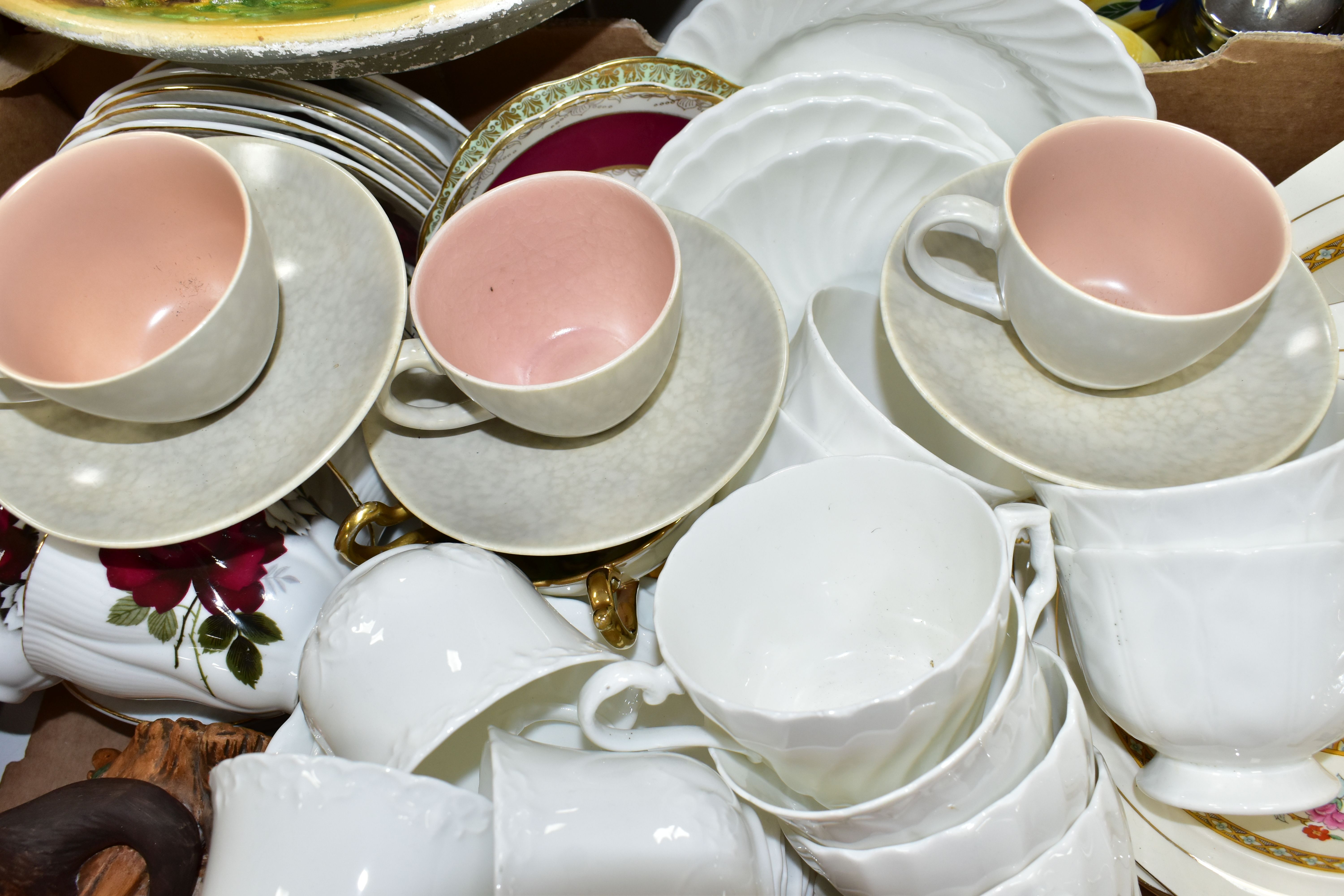 FIVE BOXES OF CERAMICS AND COLOURED GLASS, to include a Carlton Ware butter dish, an Arthur Wood - Image 6 of 8