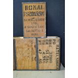 FOUR INDIAN TEA CRATES inside lined with polystyrene