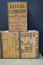 FOUR INDIAN TEA CRATES inside lined with polystyrene