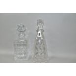 A CLYNE FARQUHARSON FOR JOHN WALSH CUT GLASS DECANTER, of conical form, in Leaf pattern, signed to