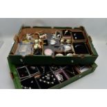 TWO BOXES OF ASSORTED COMPACTS AND COSTUME JEWELLERY, new in packaging compacts, two glitter