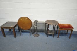 A SELECTION OF OCCASIONAL FURNITURE, to include an early 20th century carved octagonal two tier