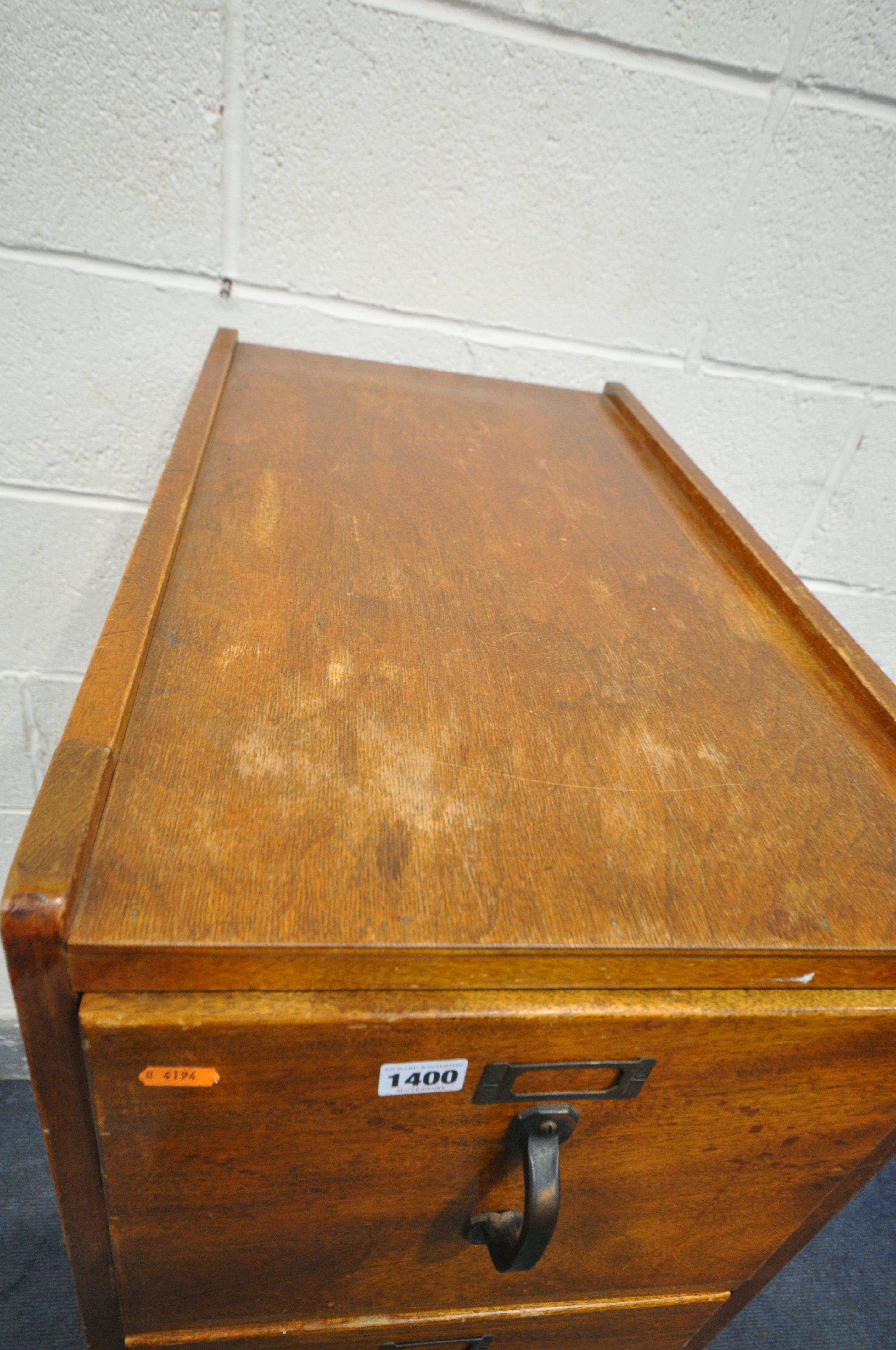 A VINTAGE MAHOGANY FOUR DRAWER FILING CABINET, width 38cm x depth 64cm x height 127cm (condition:- - Image 3 of 6