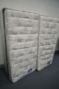 TWO SLEEPEEZEE SINGLE DIVAN BEDS AND MATTRESS (condition:-missing three casters)
