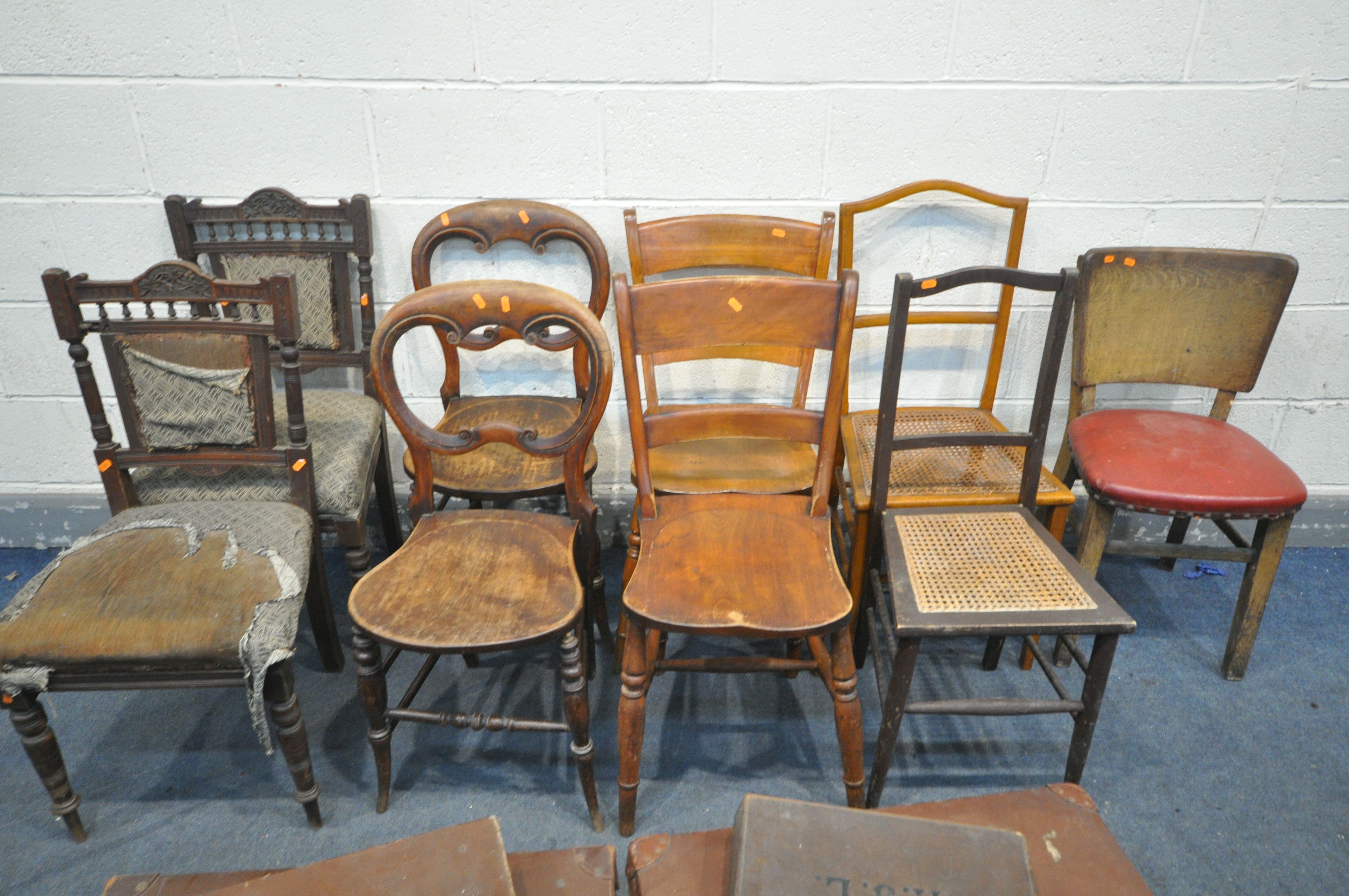 A SELECTION OF CHAIRS, to include a pair of mahogany chairs, a pair of oak balloon back chairs, five - Image 3 of 6