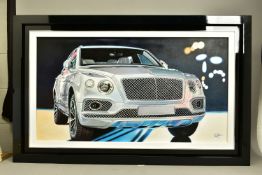 ROZ WILSON (BRITISH 1960) 'BENTLEY CONTINENTAL GT', a dynamic view of the executive saloon, signed