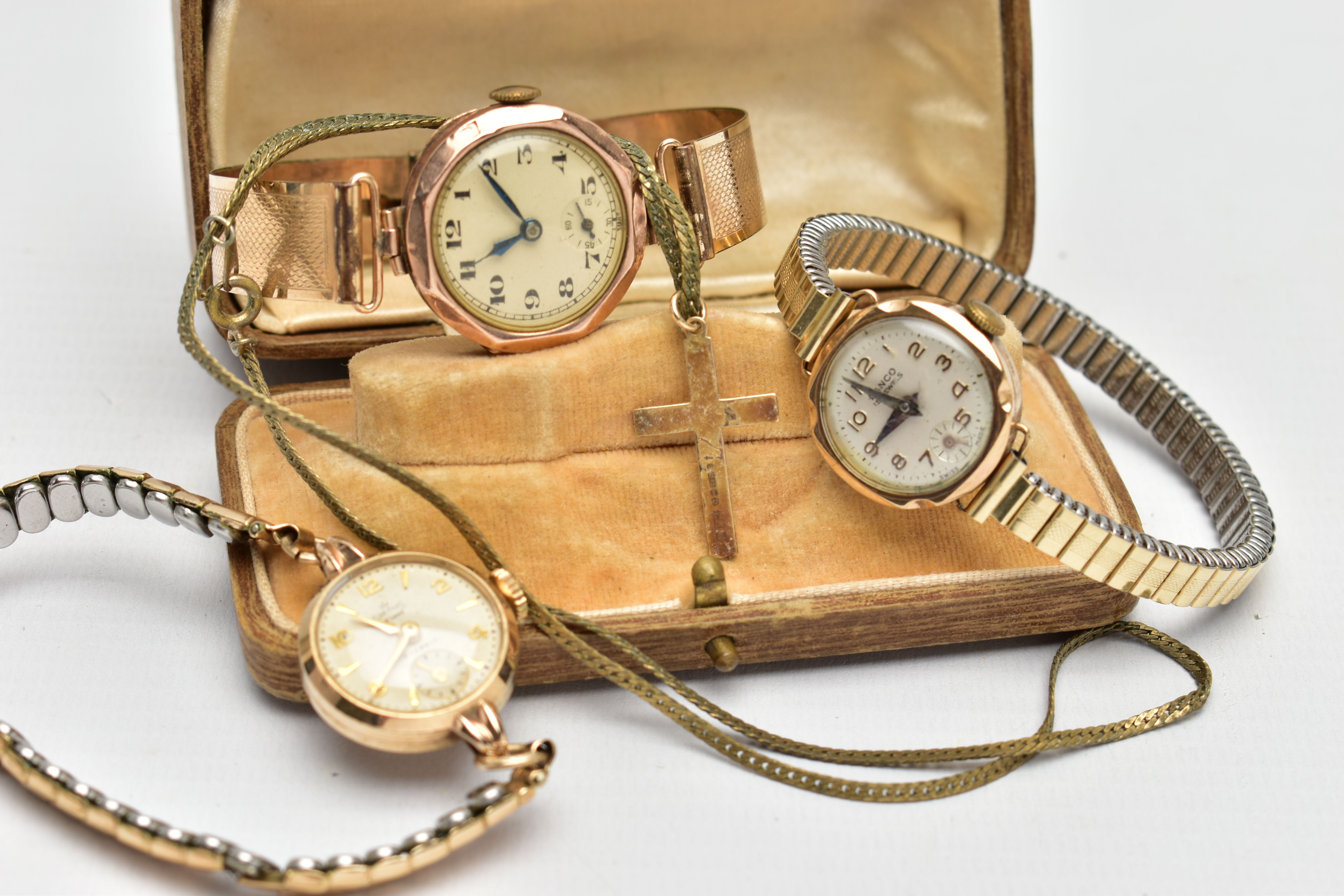 THREE LADIES WRISTWATCHES, the first a boxed 'Lanco' gold head wristwatch, hand wound movement, - Image 6 of 7