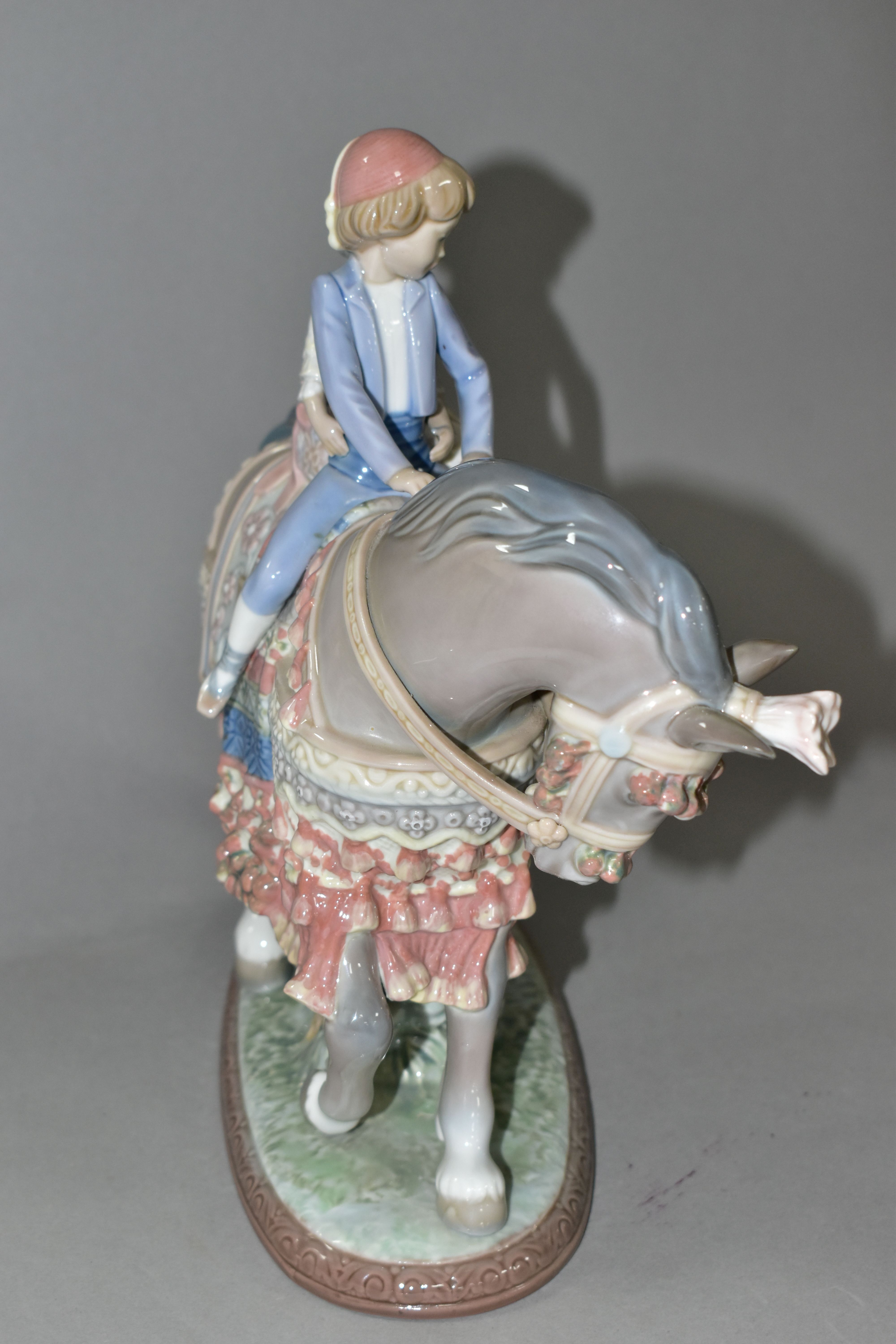 A LLADRO 'VALENCIAN CHILDREN' FIGURE GROUP, number 1489, depicting two children riding a horse, - Image 4 of 6