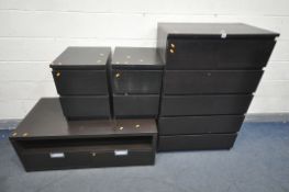 FOUR PIECES OF BLACK IKEA FURNITURE, to include a chest of two short over four long drawers, width