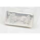 A 250 GRAM SILVER BAR, stamped 'Umicore Feinsilber 999, 250g, serial number 100868', in a sealed