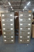 A PAIR OF REMINGTON RAND SEVEN DRAW FILING CABINETS measuring width 52cm x depth 72cm x height 130cm