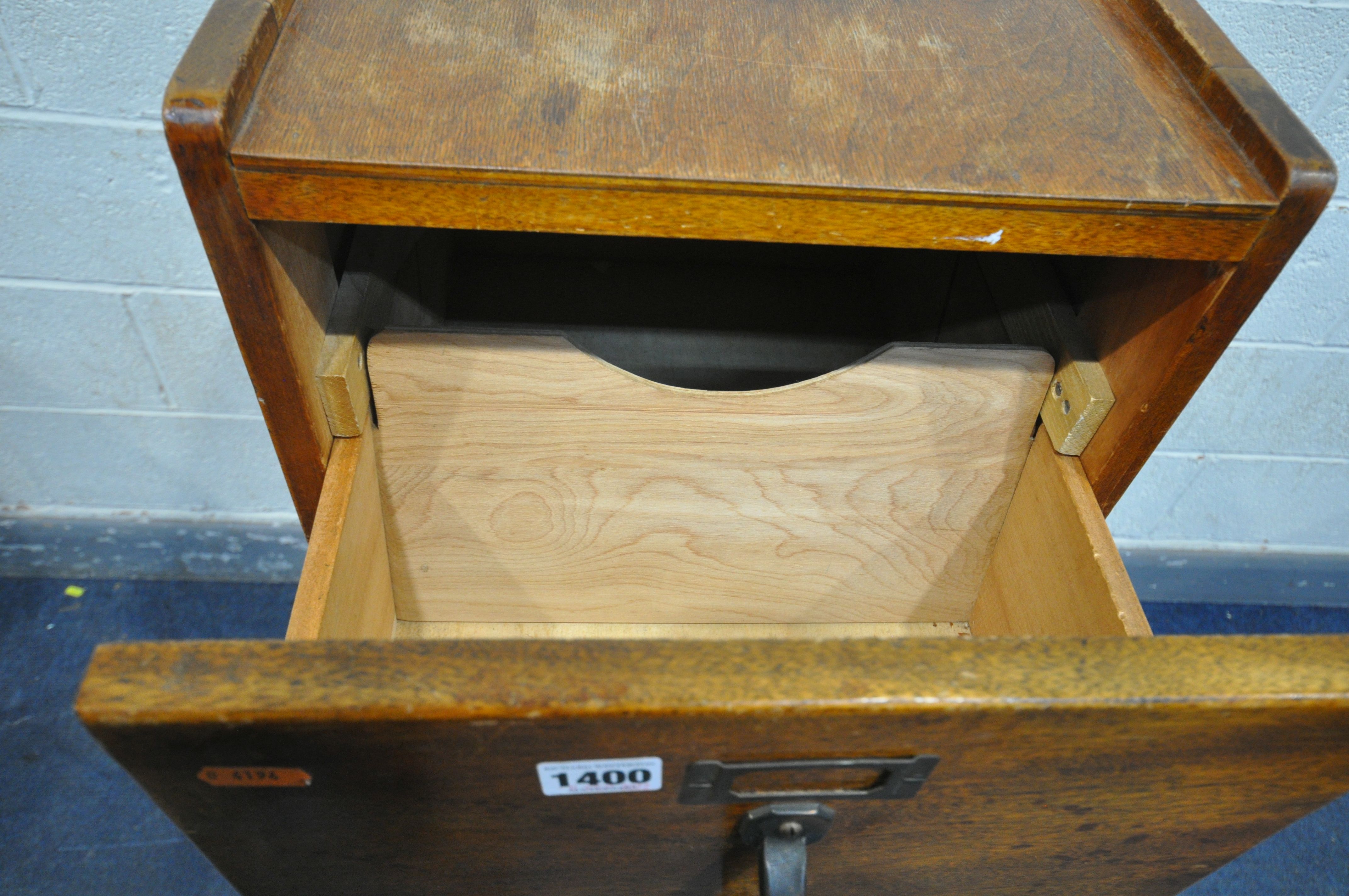 A VINTAGE MAHOGANY FOUR DRAWER FILING CABINET, width 38cm x depth 64cm x height 127cm (condition:- - Image 5 of 6