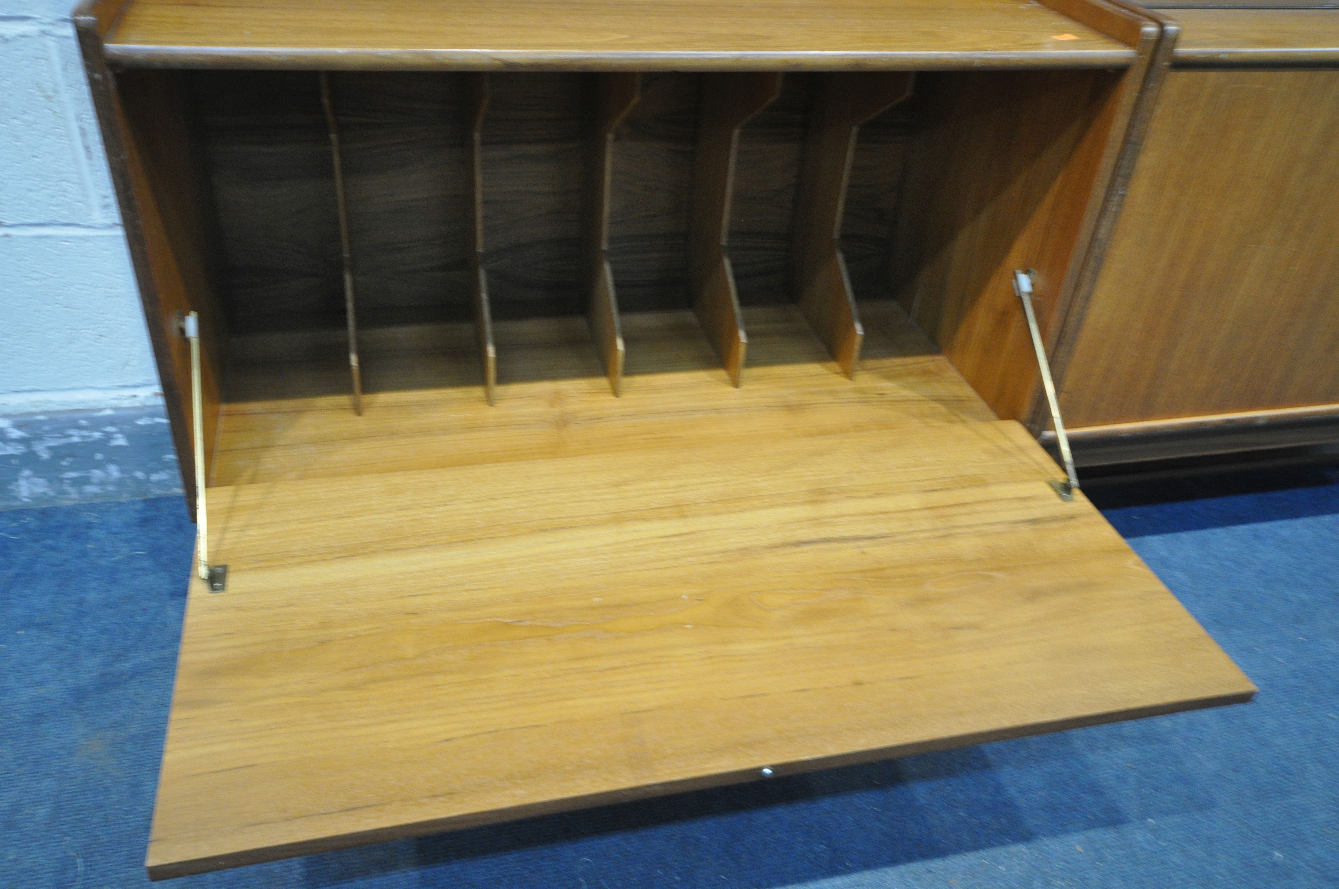 TWO MID CENTURY TEAK TURNIDGE OF LONDON BOOKCASES, comprising a double glazed bookcase above - Image 6 of 8