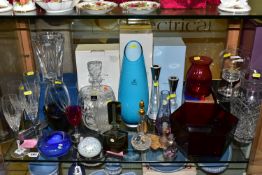A COLLECTION OF GLASSWARES, to include two pairs of Waterford Crystal Lismore champagne flutes, with