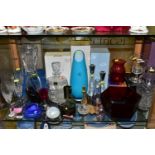 A COLLECTION OF GLASSWARES, to include two pairs of Waterford Crystal Lismore champagne flutes, with