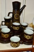 A TWENTY ONE PIECE DENBY ARABESQUE COFFEE SET, Denby Arabesque comprising a coffee pot, a milk