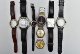 A SELECTION OF WRISTWATCHES, mostly quartz movements with names to include 'Casio, Guess, Sekonda,