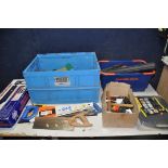 TWO TUBS CONTAINING TOOLS to include saws, screwdrivers, paint and paste brushes, cased multi-