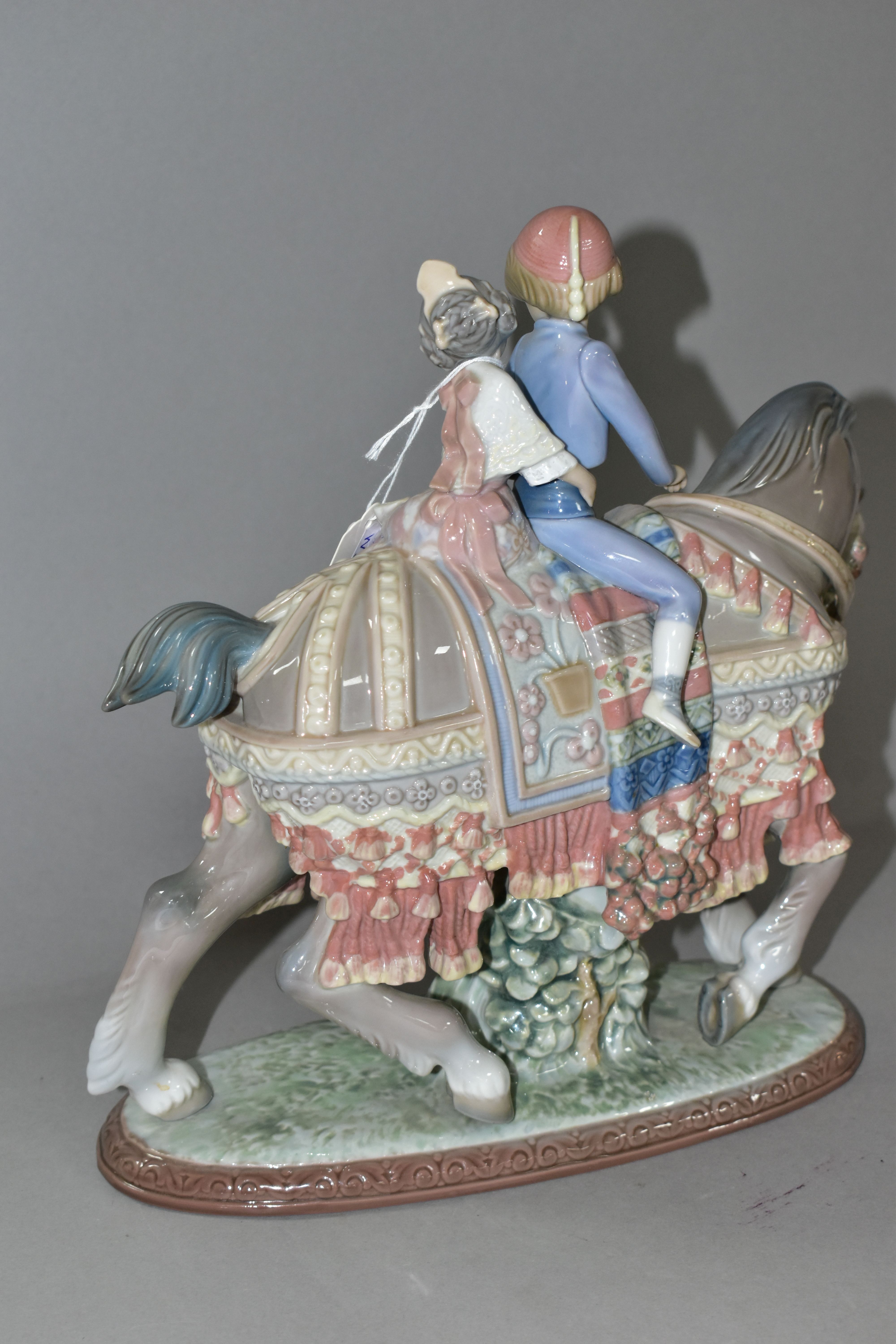 A LLADRO 'VALENCIAN CHILDREN' FIGURE GROUP, number 1489, depicting two children riding a horse, - Image 5 of 6