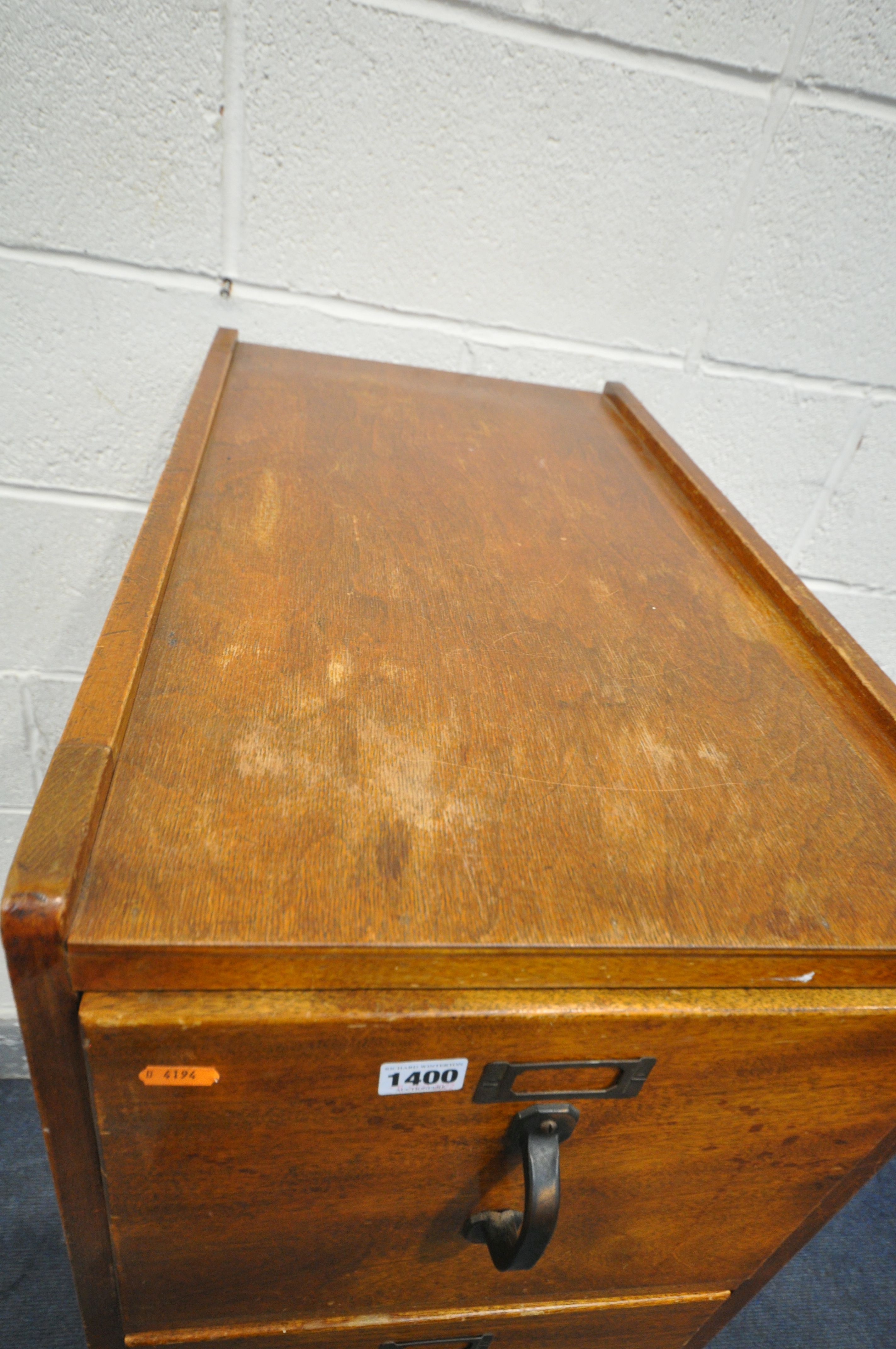 A VINTAGE MAHOGANY FOUR DRAWER FILING CABINET, width 38cm x depth 64cm x height 127cm (condition:- - Image 4 of 6