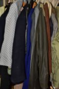 EIGHTEEN GENTS AND LADIES COATS, JACKETS AND SUITS, including a gents green Campari jacket, size 44,