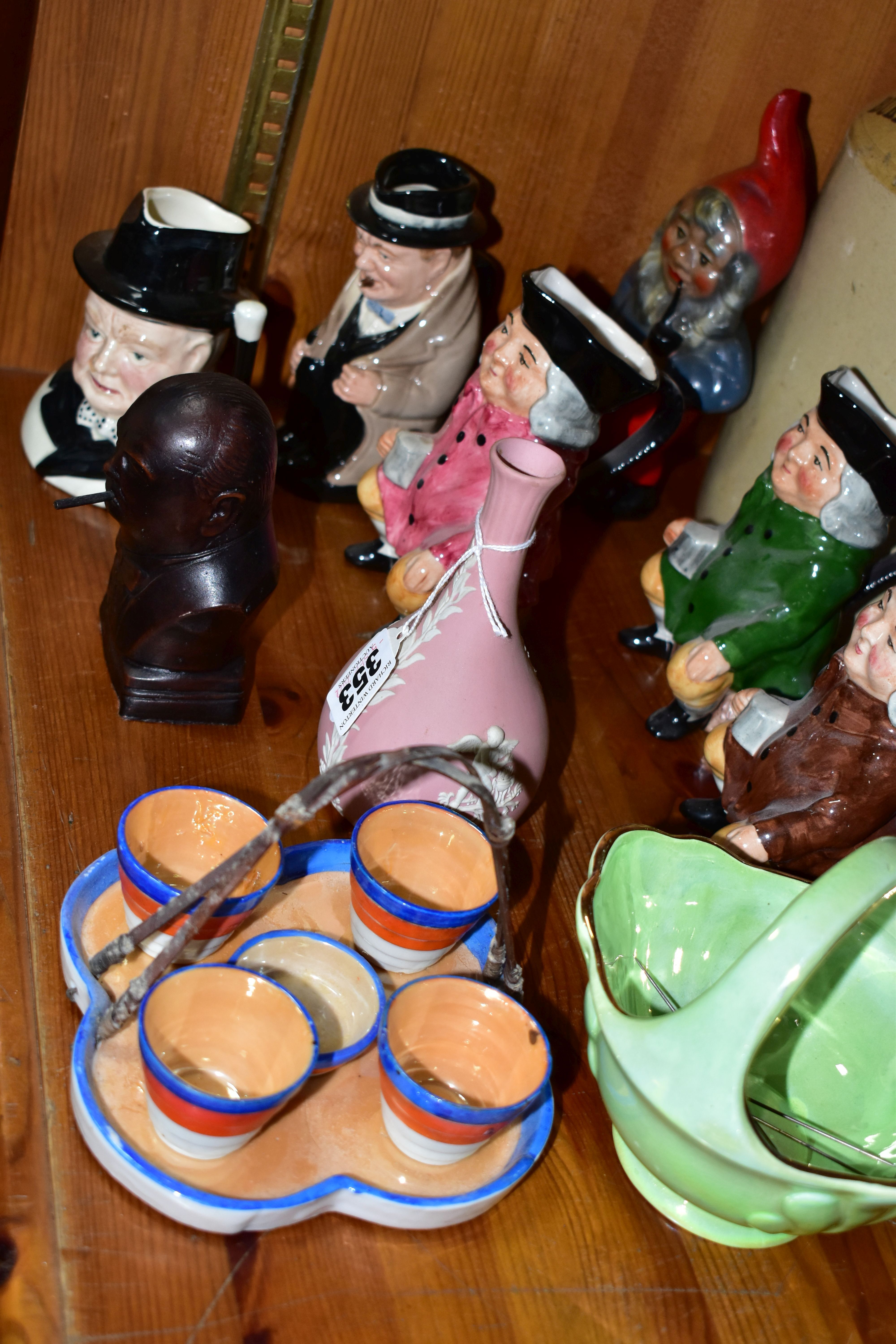 A GROUP OF CHARACTER, TOBY JUGS AND OTHER CERAMICS, ETC, including a pink Wedgwood jasperware bud - Image 9 of 9