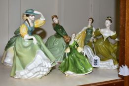 SIX ROYAL DOULTON AND COALPORT FIGURINES, comprising Royal Doulton: Buttercup HN2309, Lynne