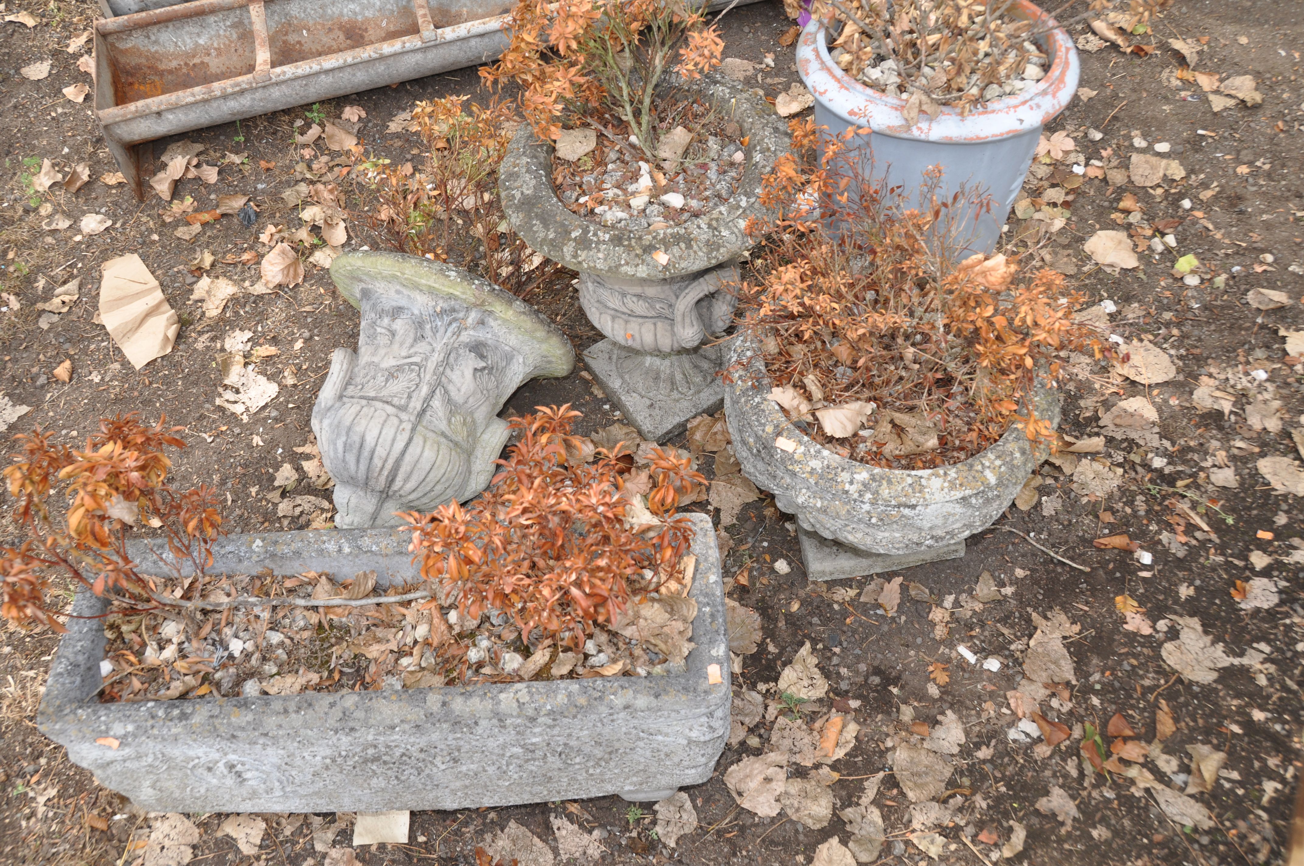 A PAIR OF MODRN COMPOSITE CAMPAGNA URNS with mythical creature detail to bowls height 48cm ( one - Image 2 of 8