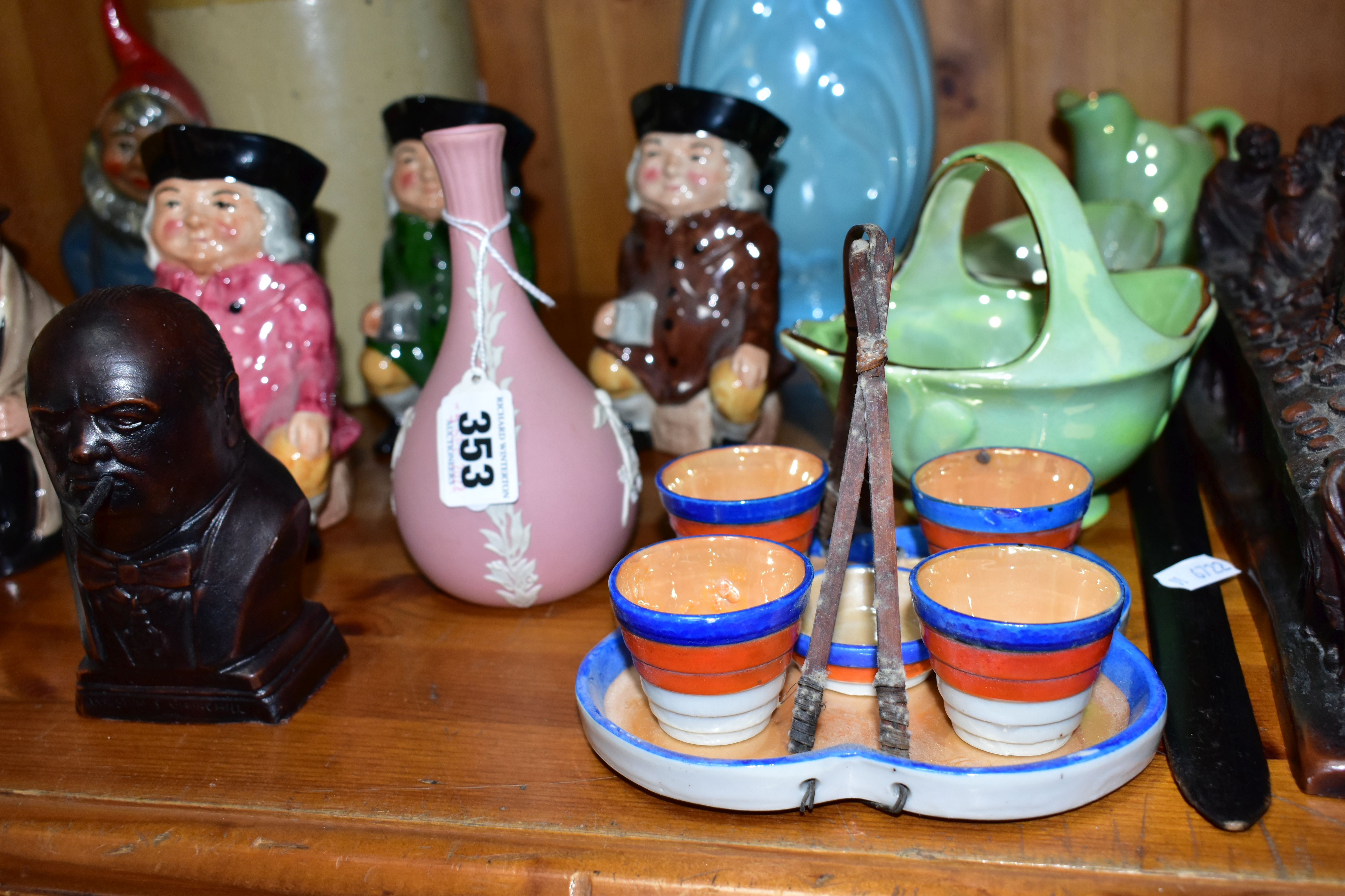 A GROUP OF CHARACTER, TOBY JUGS AND OTHER CERAMICS, ETC, including a pink Wedgwood jasperware bud - Image 3 of 9