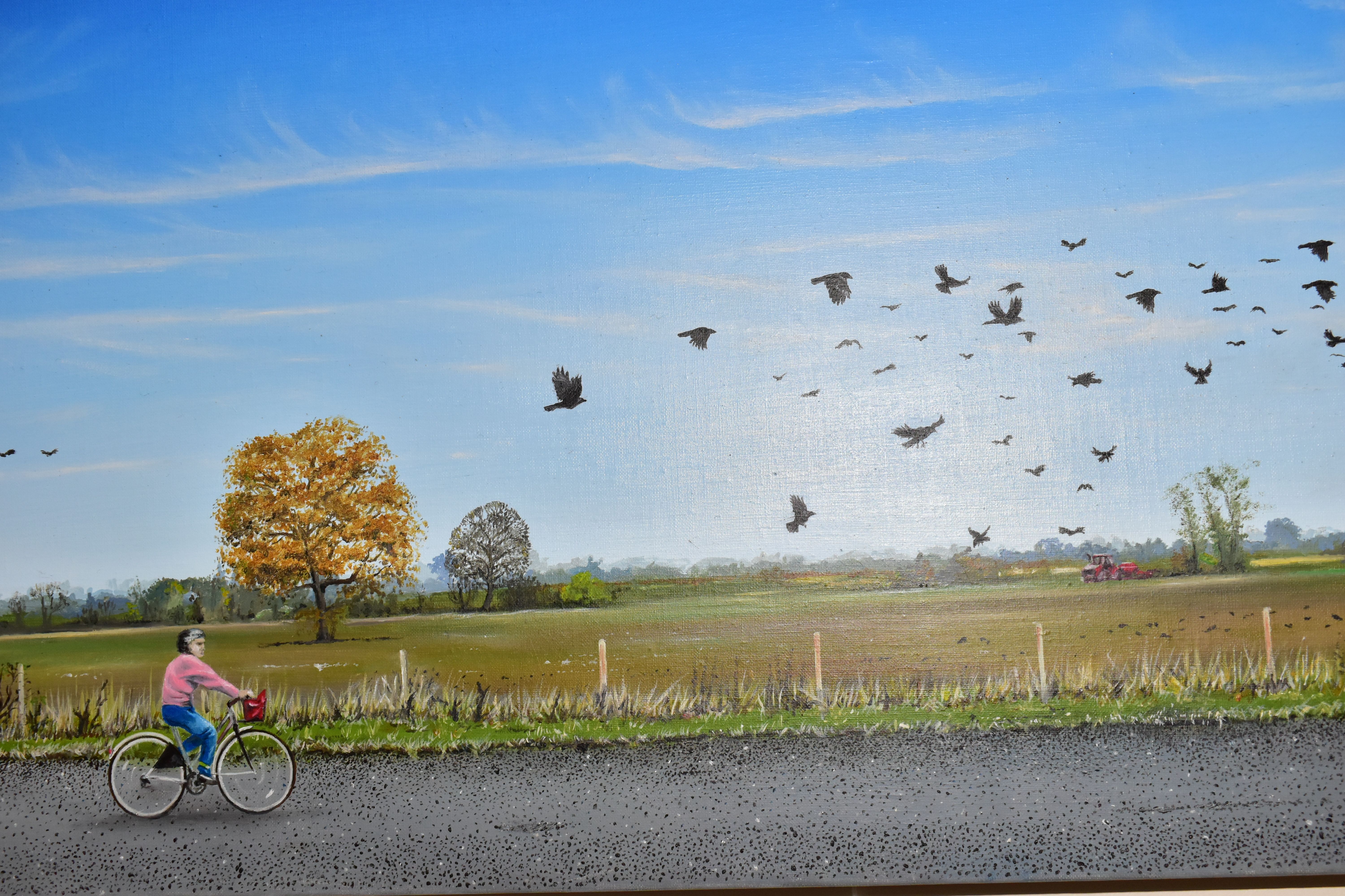D. MITCHELL (CONTEMPORARY) CYCLISTS RIDING ALONG A RURAL ROAD, signed and dated bottom right 2002, - Image 3 of 4