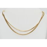 A YELLOW METAL NECKLACE, snake link chain, stamped 14k, approximate width of chain 3.3mm, length