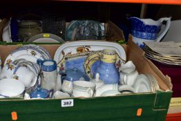 TWO BOXES AND LOOSE CERAMICS AND GLASSWARE, including a boxed set of four Royal Worcester for Past