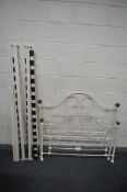 A CREAM METAL 4FT6 BEDSTEAD, with side rails