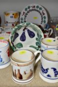 A GROUP OF EMMA BRIDGEWATER POTTERY MUGS, comprising a cylindrical pot decorated with oranges & '