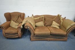 A TWO PIECE LOUNGE SUITE, comprising a two seater drop end sofa, length 203cm x depth 100cm height